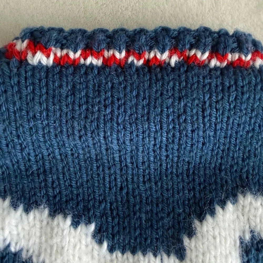 Handmadew‎ Novel Easter Bunny Baby Sweater Rolled Neck Blue White Cotton Blend - Picture 11 of 14